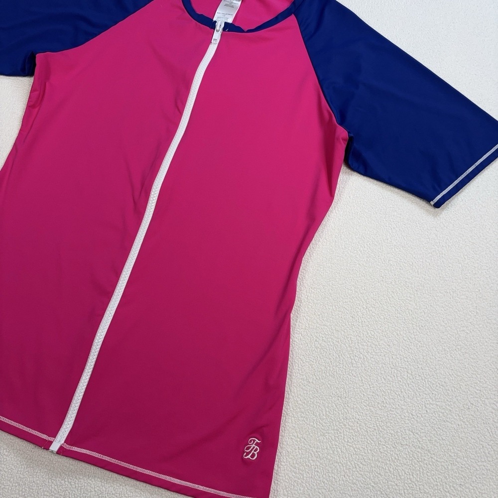 Tommy Bahama Deck Piping Rash Guard Women's L Pink Full Zip Stretch TSW10931C - Picture 4 of 12